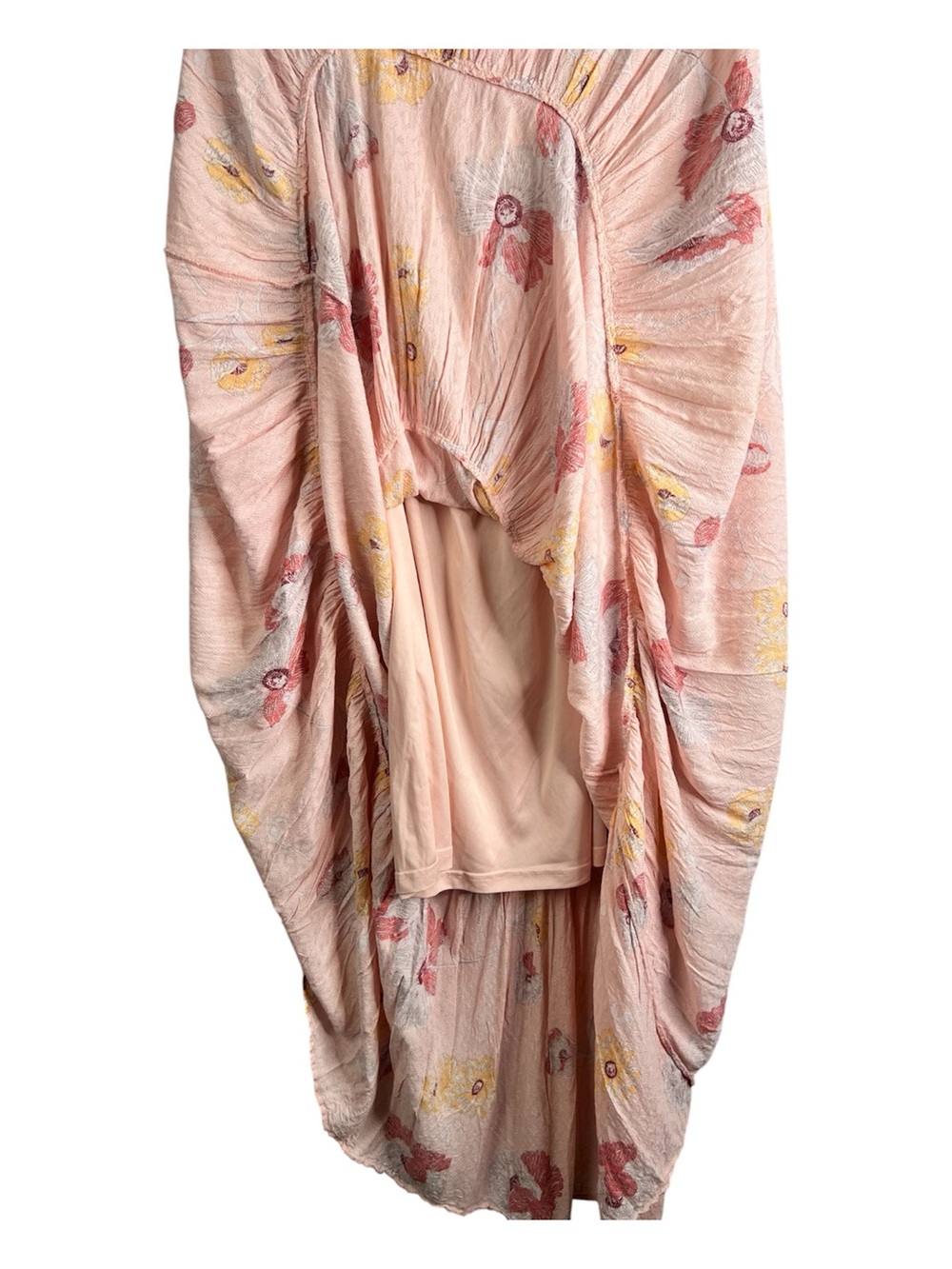 D2R PinK/Peach Floral Maxi Split V-Neck Multi-Tiered Dress Boho Style SZ XS - Picture 7 of 10